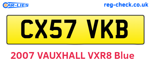 CX57VKB are the vehicle registration plates.