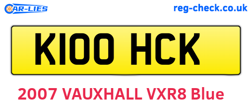 K100HCK are the vehicle registration plates.