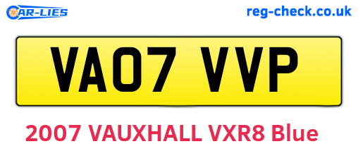 VA07VVP are the vehicle registration plates.