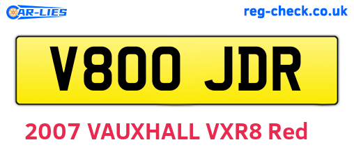 V800JDR are the vehicle registration plates.