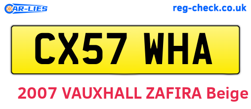 CX57WHA are the vehicle registration plates.