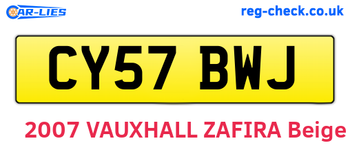 CY57BWJ are the vehicle registration plates.