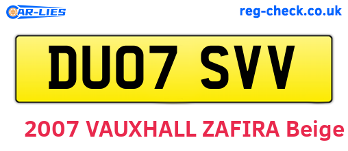 DU07SVV are the vehicle registration plates.
