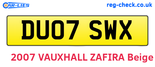 DU07SWX are the vehicle registration plates.