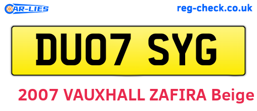 DU07SYG are the vehicle registration plates.