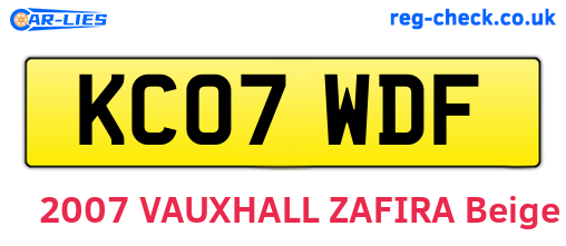 KC07WDF are the vehicle registration plates.