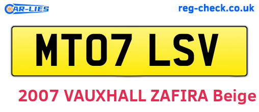 MT07LSV are the vehicle registration plates.