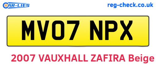 MV07NPX are the vehicle registration plates.