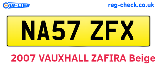 NA57ZFX are the vehicle registration plates.