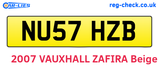 NU57HZB are the vehicle registration plates.