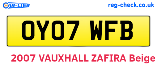 OY07WFB are the vehicle registration plates.