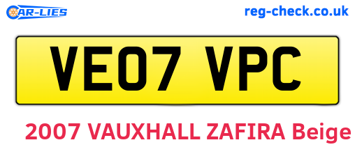 VE07VPC are the vehicle registration plates.