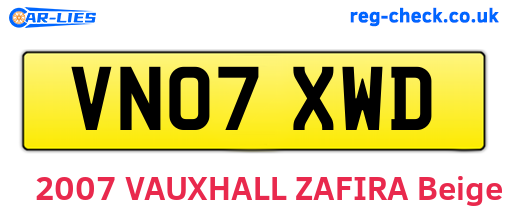 VN07XWD are the vehicle registration plates.