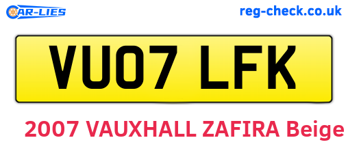 VU07LFK are the vehicle registration plates.