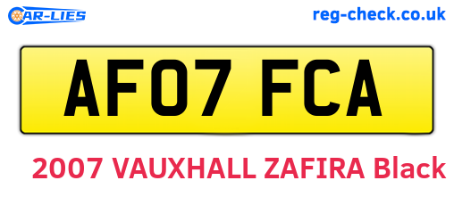 AF07FCA are the vehicle registration plates.