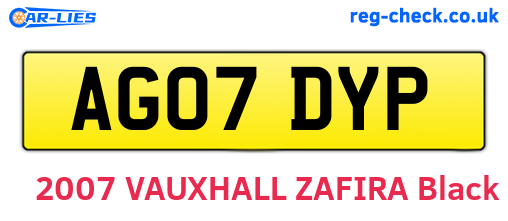 AG07DYP are the vehicle registration plates.