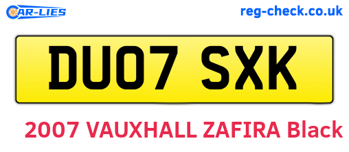 DU07SXK are the vehicle registration plates.