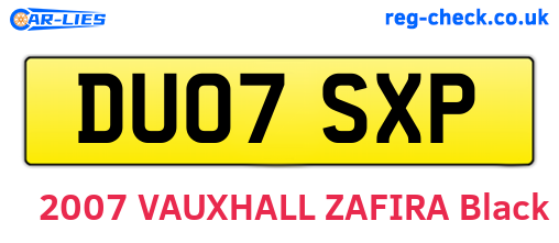 DU07SXP are the vehicle registration plates.