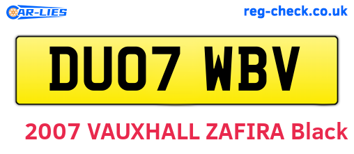 DU07WBV are the vehicle registration plates.