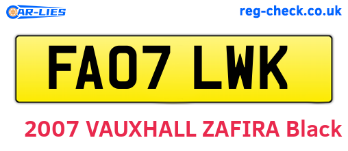 FA07LWK are the vehicle registration plates.