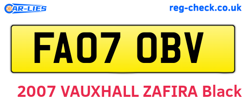 FA07OBV are the vehicle registration plates.