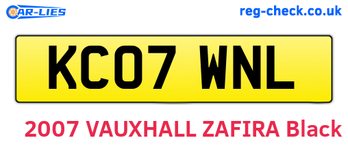 KC07WNL are the vehicle registration plates.