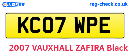 KC07WPE are the vehicle registration plates.