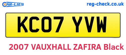 KC07YVW are the vehicle registration plates.