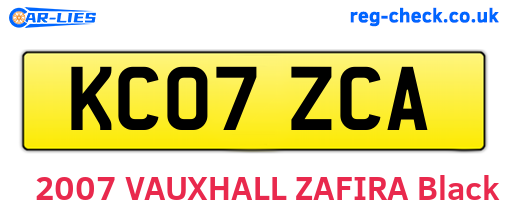 KC07ZCA are the vehicle registration plates.