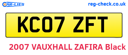 KC07ZFT are the vehicle registration plates.