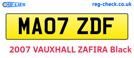 MA07ZDF are the vehicle registration plates.
