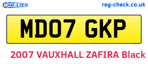 MD07GKP are the vehicle registration plates.