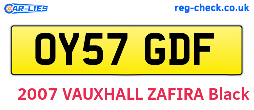 OY57GDF are the vehicle registration plates.