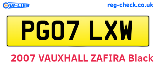 PG07LXW are the vehicle registration plates.