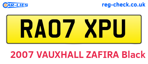 RA07XPU are the vehicle registration plates.
