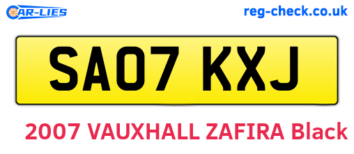 SA07KXJ are the vehicle registration plates.