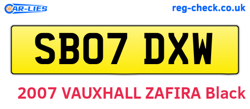 SB07DXW are the vehicle registration plates.