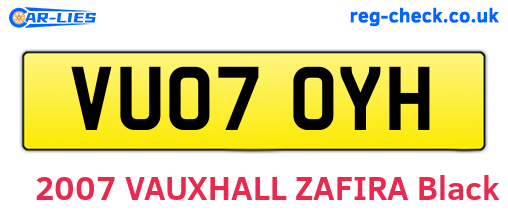 VU07OYH are the vehicle registration plates.
