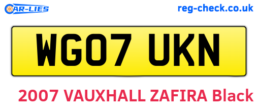 WG07UKN are the vehicle registration plates.
