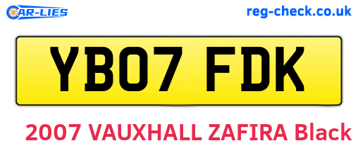 YB07FDK are the vehicle registration plates.