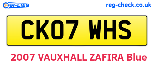 CK07WHS are the vehicle registration plates.