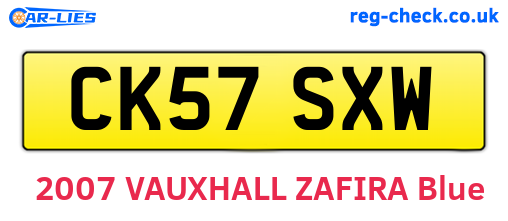CK57SXW are the vehicle registration plates.