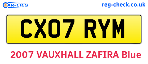 CX07RYM are the vehicle registration plates.