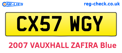 CX57WGY are the vehicle registration plates.
