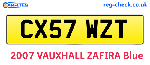 CX57WZT are the vehicle registration plates.