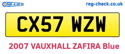 CX57WZW are the vehicle registration plates.