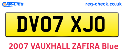 DV07XJO are the vehicle registration plates.