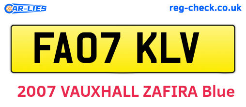 FA07KLV are the vehicle registration plates.