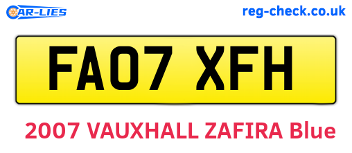 FA07XFH are the vehicle registration plates.