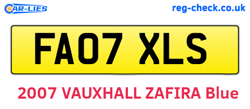 FA07XLS are the vehicle registration plates.